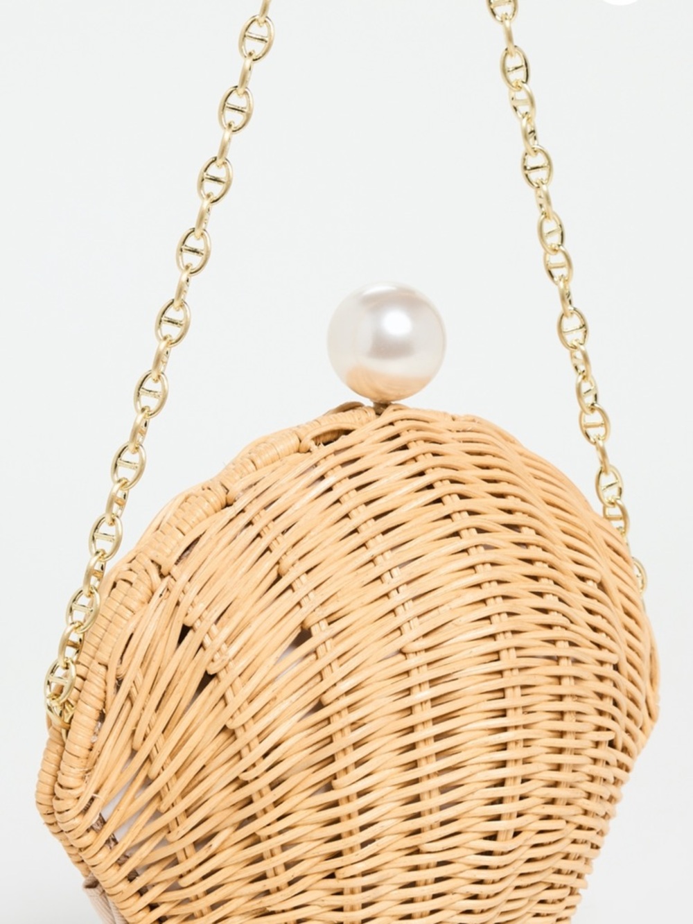 Pamela Munson The Pearl Woven Pearl-Accent Shell Bag in Natural - Picture 2 of 3